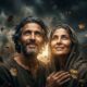 Close-up of a man and woman with ancient Middle Eastern features standing together in a storm with calm, joyful expressions while golden light glows around themFeatured Image Description:
Modern cinematic spiritual photograph featuring a man and a woman with ancient Middle Eastern features. The composition is an extreme close-up optimized for mobile, showing their faces side-by-side. They are surrounded by a chaotic, dark storm with swirling dust and wind-blown leaves, yet their expressions are remarkably calm and filled with an inner, radiant joy. A soft, golden divine light emanates from within them, illuminating their faces and contrasting against the deep, moody shadows of the environment. Their eyes are bright with hope, looking upward. This visual tension captures the essence of finding supernatural peace in the midst of diverse and pressing temptations.Featured Image Title:
counting-it-all-joy-amidst-trials-2026.jpg