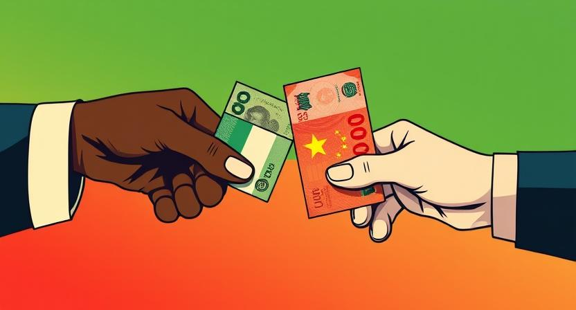 A conceptual illustration of Nigeria and China currency swap deal, depicting financial trade elements and economic collaboration.