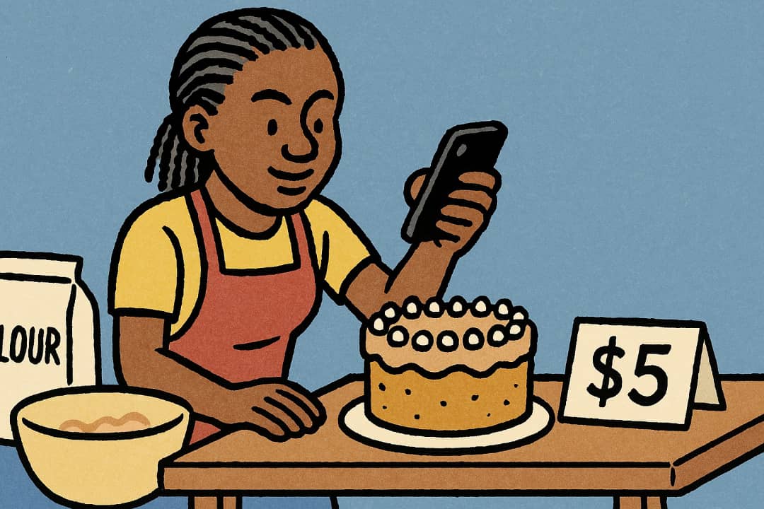Person baking cake and posting photos on phoneFeatured Image Description:
The image shows a young man in a small kitchen. He is baking a cake and using his phone to take photos. There is a table with flour and a mixing bowl. He looks happy and focused. The kitchen is small but clean.Featured Image Title:
Baking cake and sharing online