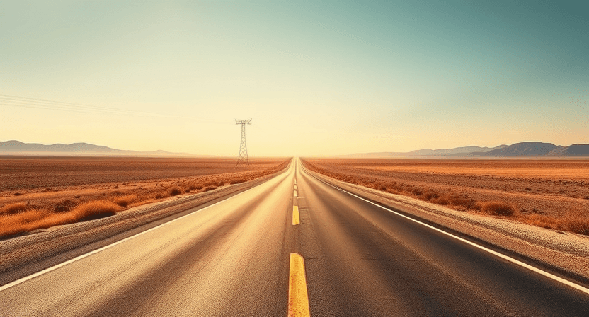 A symbolic image of an open road leading into the distance, representing the journey of escaping your hometown and seeking new opportunities. Focus keyword: "escape your hometown." This image was digitally created.