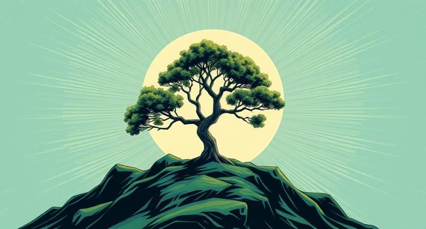 A minimalist illustration of a strong tree symbolizing a growing and sustainable side hustle.