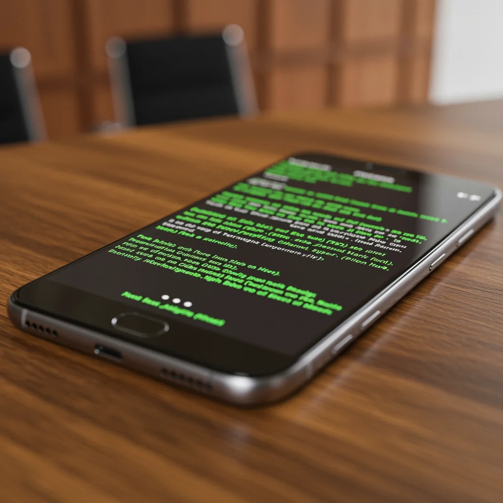 Encrypted code on a mobile device used in a Global cyber plot