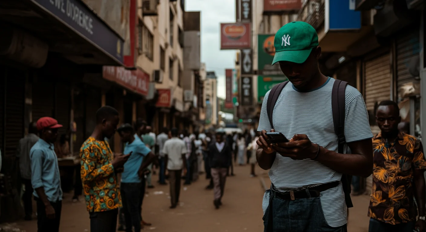 People in a busy Nigerian city using Local search terms on their smartphones