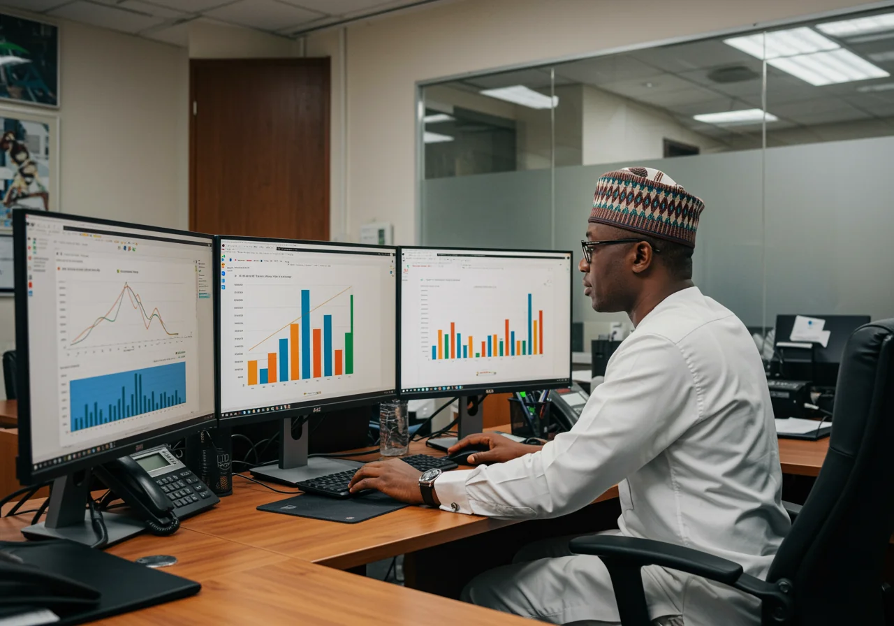 A man analyzing data trends in the digital age