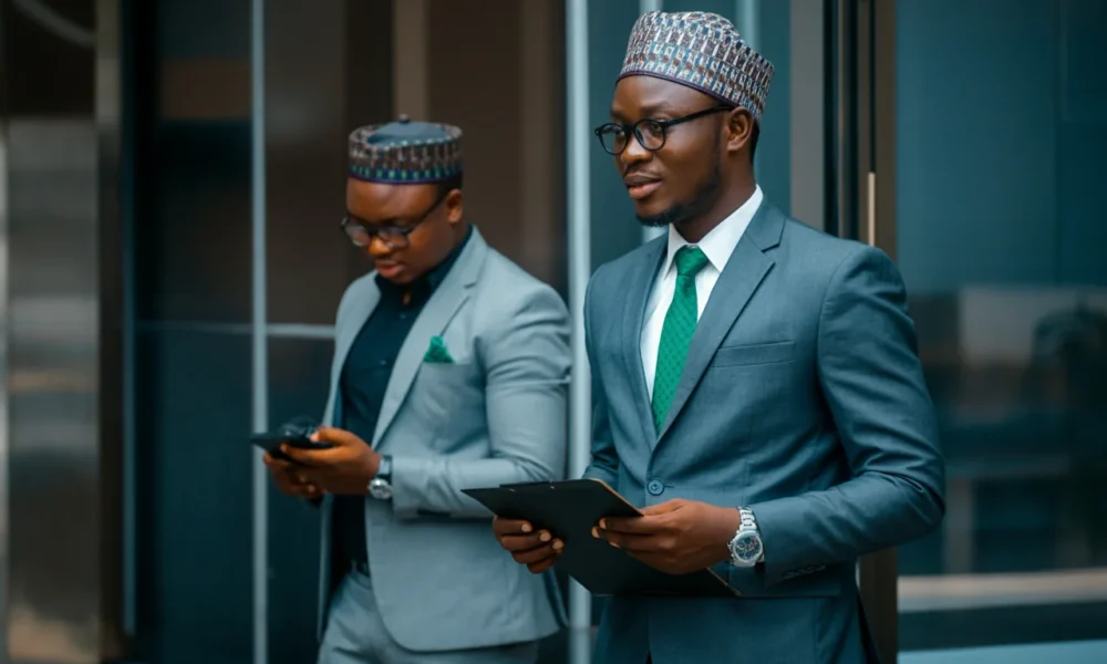 A blend of traditional market and digital interface representing Business brand visibility