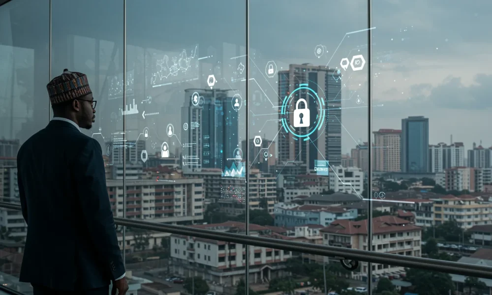 A professional man reflecting on the results of a Digital footprint search in Abuja