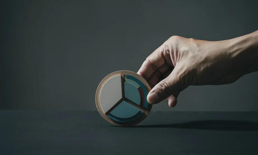 Glass tokens representing digital data and Social media reach metrics