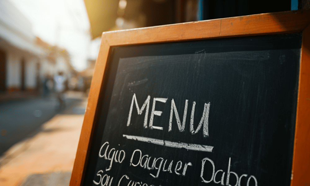 A close up of a menu board showing local search behavior themes