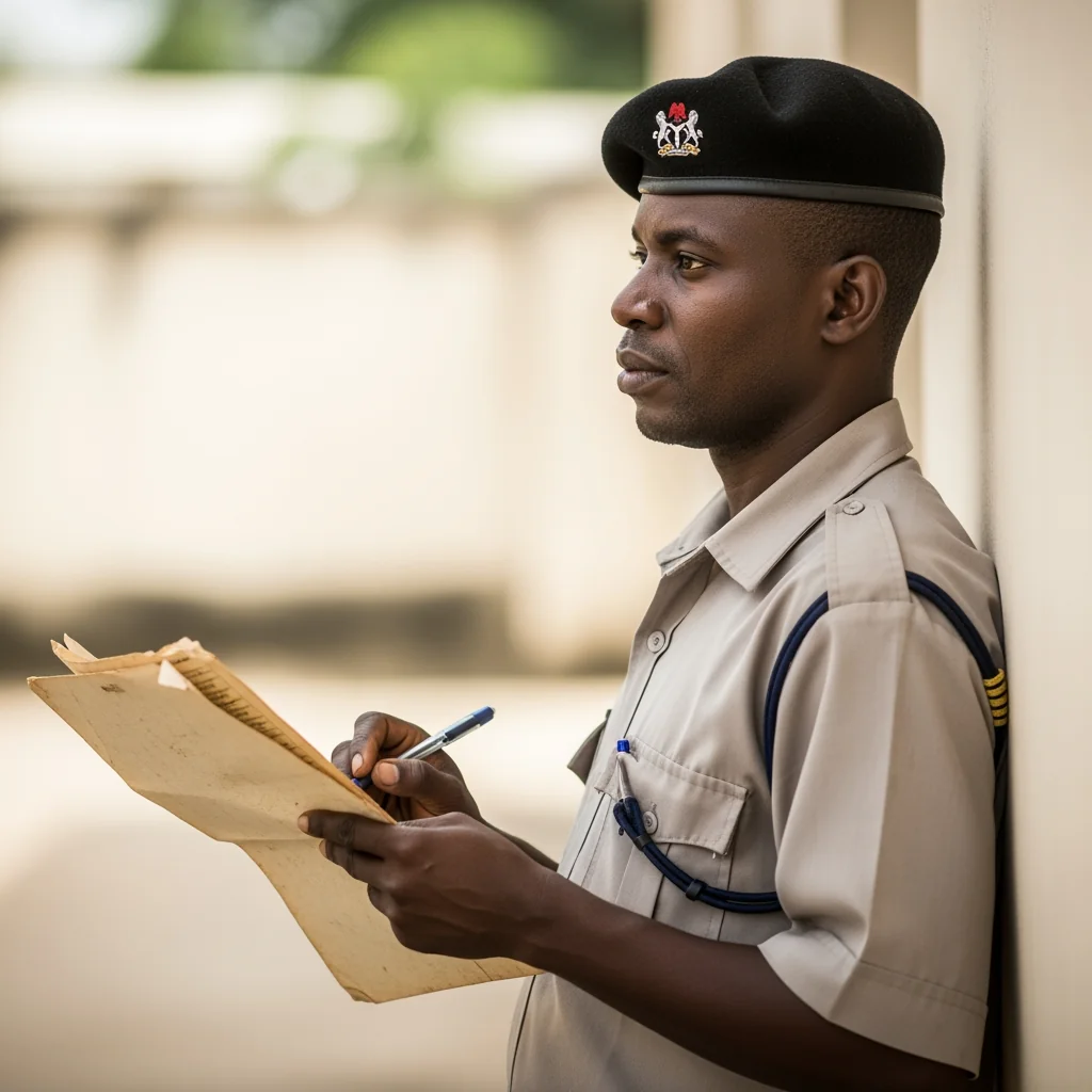 A messenger leans against a wall holding a paper ledger, illustrating the methods used before Digital Maps Help Police streamline operations.