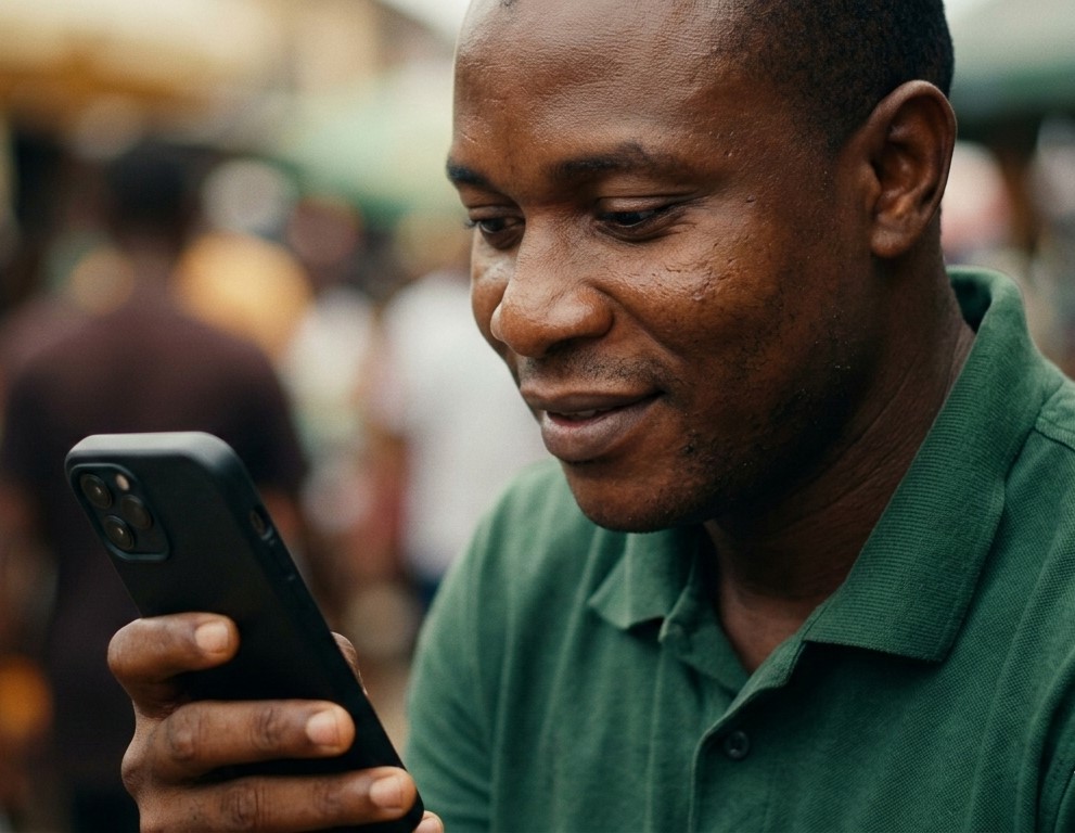 A man looking at his mobile phone