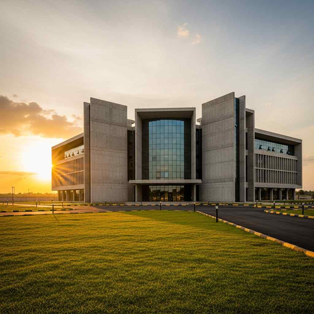 Modern Building at sunset.