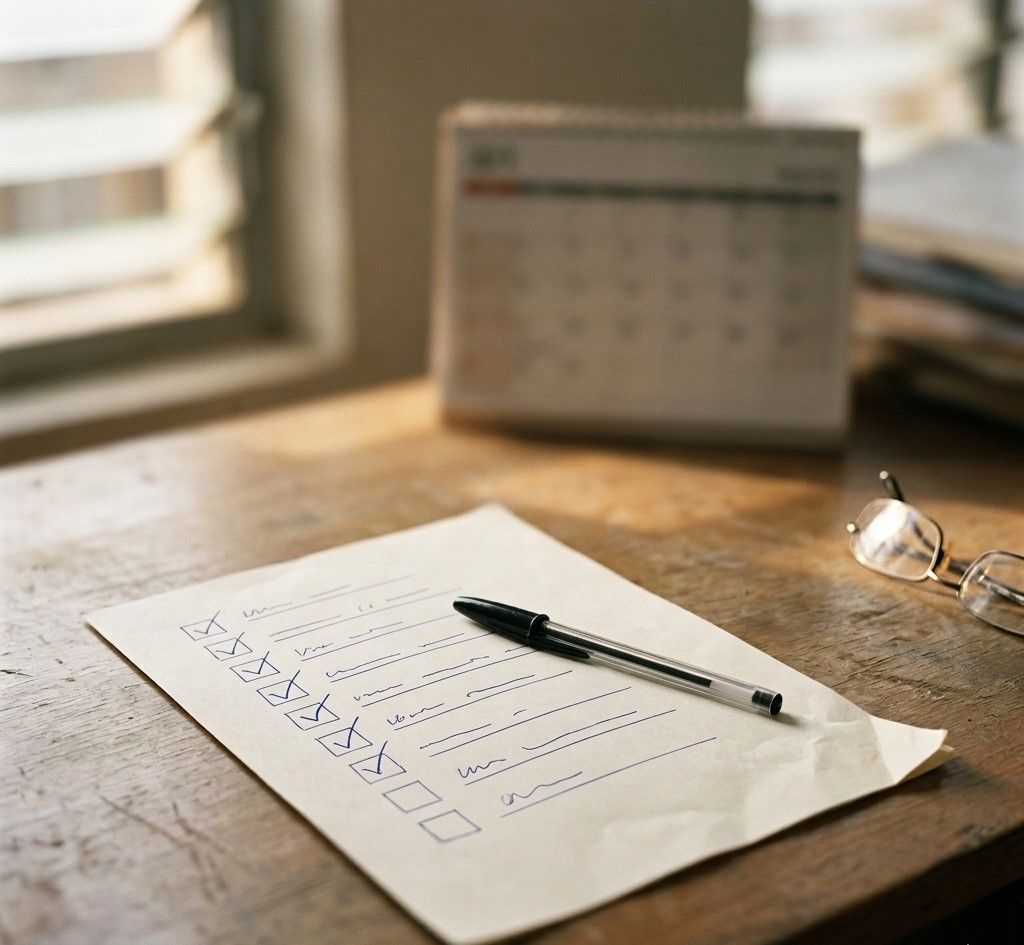 Market research notebook with handwritten data and calculations, pen resting on open pagesFeatured Image Description:
Cinematic close-up photograph of an open notebook on a wooden desk, pages filled with handwritten numbers, figures, and calculations in blue ink. A black biro pen rests in the notebook's crease, as if just used. Some numbers are circled, others crossed out and rewritten—the authentic marks of analysis in progress. A pair of reading glasses lies beside the notebook, suggesting the researcher stepped away momentarily. In the background, completely blurred with an extremely shallow depth of field creating creamy bokeh, the vague shapes of stacked reports and files are visible but entirely unrecognizable—only soft shadows and neutral tones suggest an office environment. The lighting is warm afternoon sun streaming through a window, casting soft shadows across the pages. No computer screens. No dashboards. No technology visible. Just the raw materials of intelligence work: paper, pen, numbers, human analysis. All handwriting is illegible—only abstract marks and figures suggest data. Square composition.Featured Image Title:
intelligence-data-market-research-notebook-gobeyondlocal.jpg