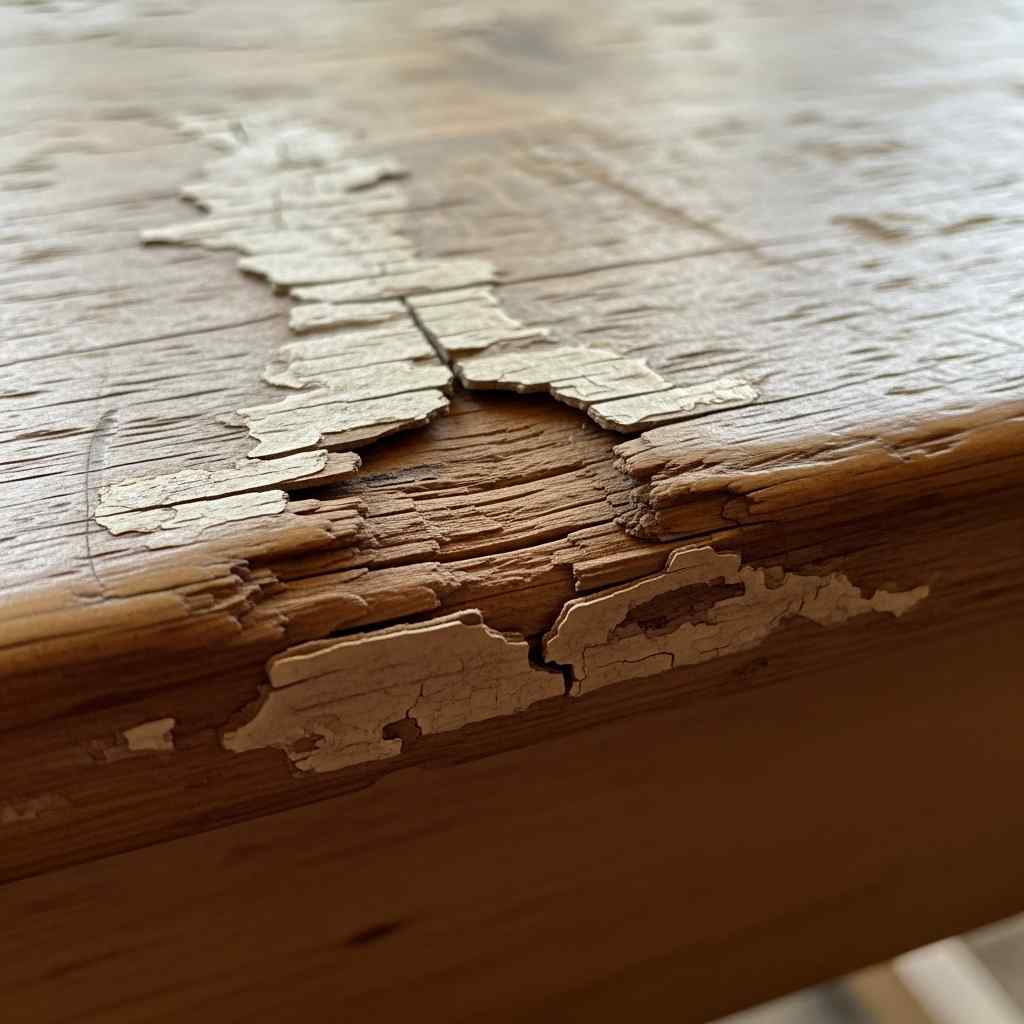 Close-up wood grade dusty school desk surface.