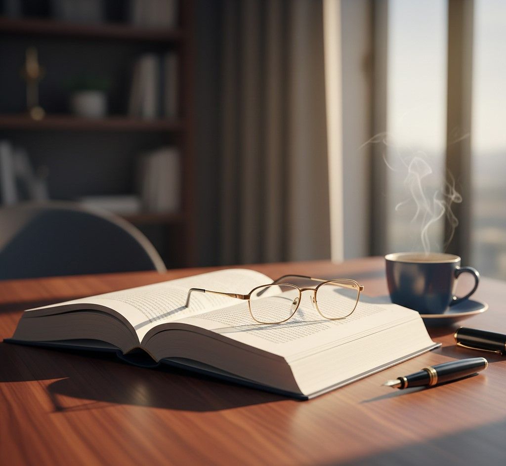 Open hardcover book on wooden desk with pages catching warm light, spine visibleFeatured Image Description:
Cinematic close-up photograph of an open hardcover book lying on a rich wooden desk. The pages are slightly curved, catching warm afternoon light that creates soft shadows across the paper. The spine of the book shows subtle texture but no readable text—only the suggestion of a bound volume. The pages contain text that is completely illegible, only abstract lines suggesting words and paragraphs. A pair of reading glasses rests beside the book, lenses catching light. A small stack of paper with handwritten notes sits nearby, the handwriting illegible—only abstract marks suggesting edits or commentary. In the background, completely blurred with an extremely shallow depth of field creating creamy bokeh, the vague shapes of books on a shelf are visible but entirely unrecognizable—only soft rectangles and warm colors suggesting a library or study. The lighting is warm, natural daylight streaming through a window. The composition focuses on the physical reality of a published work—paper, binding, words, a book that can be held anywhere in the world. No readable text anywhere. Square composition.Featured Image Title:
publishing-production-open-hardcover-book-gobeyondlocal.jpg