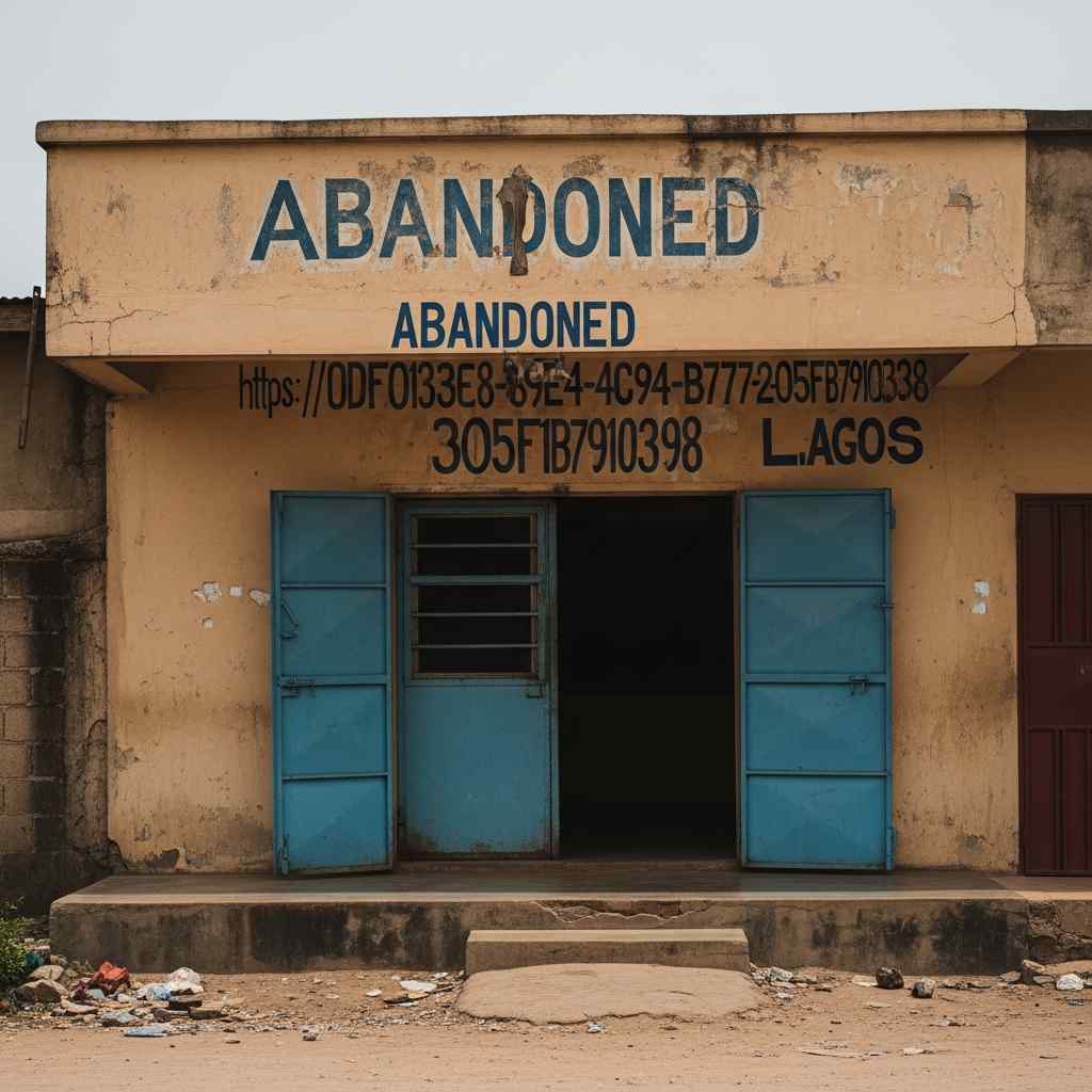 A rusted, permanently lowered security shutter on an abandoned shopfront, with a padlock. . .