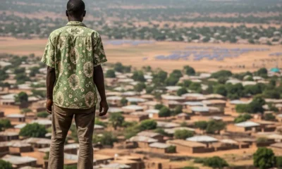 Man looks over valley in Plateau State.