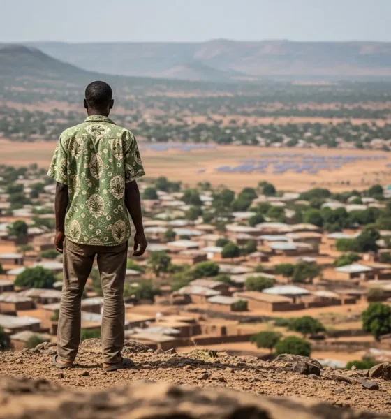 Man looks over valley in Plateau State.
