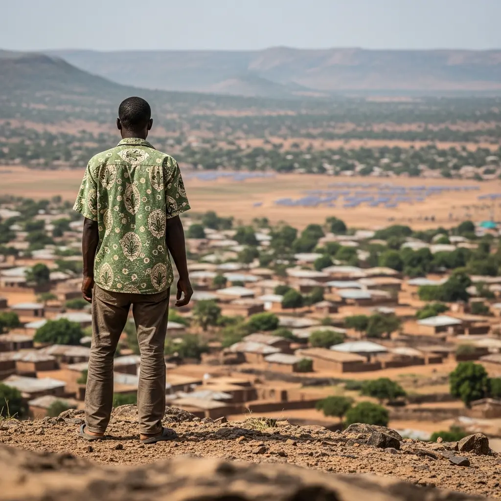 Man looks over valley in Plateau State.