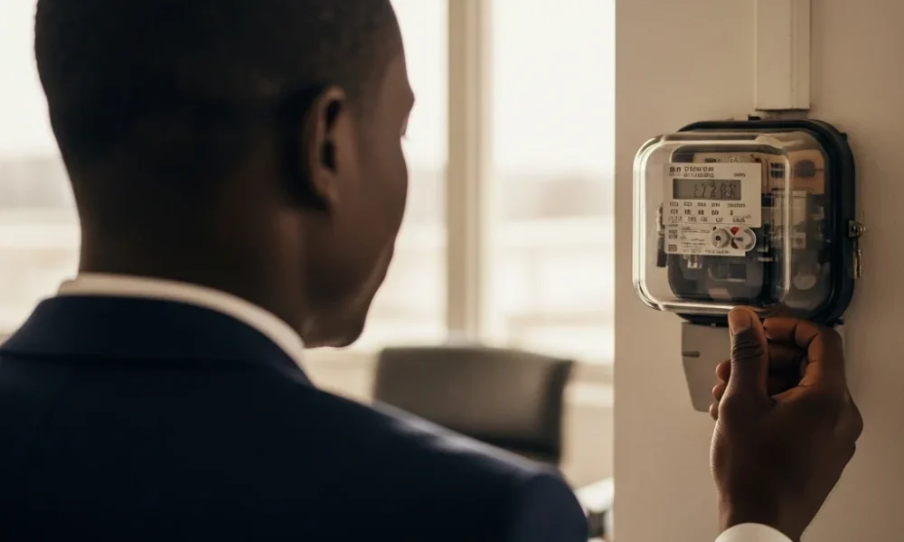 Electricity meter on wall