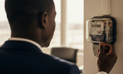 Electricity meter on wall