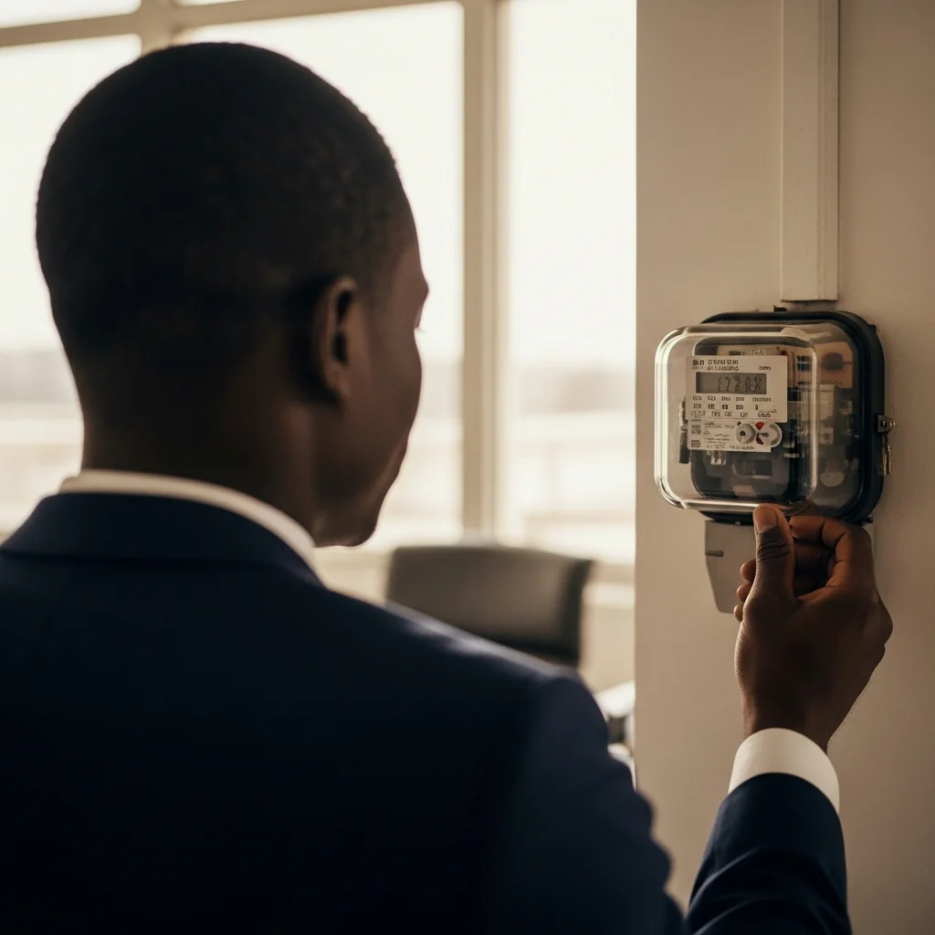 Electricity meter on wall
