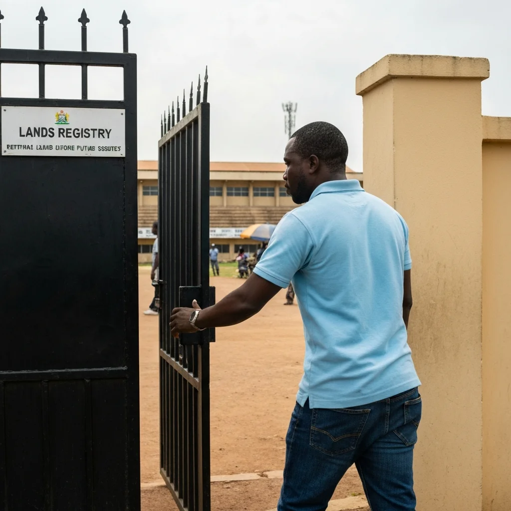 Man enters building in Nigeria.