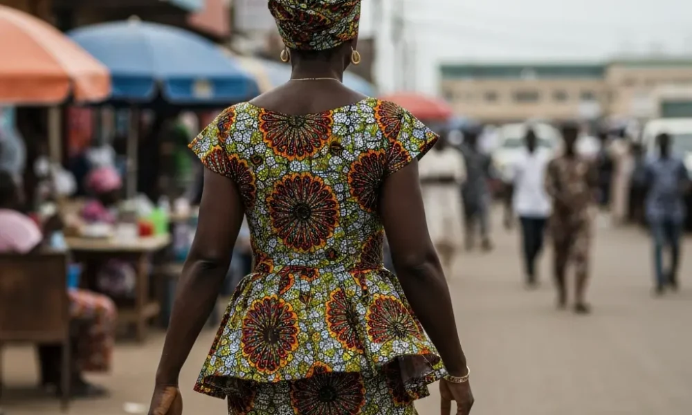 Person on busy Lagos street.