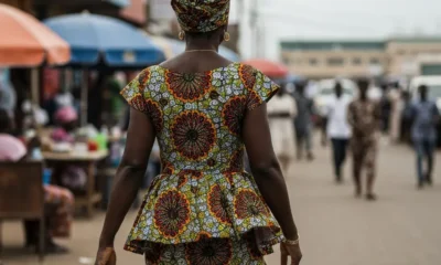 Person on busy Lagos street.