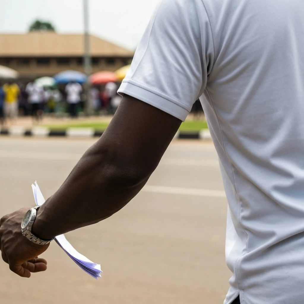 Person walks Lagos street.