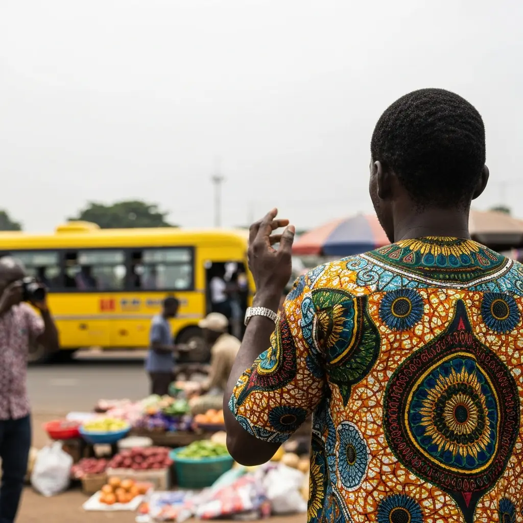 Man in Ankara near Lagos market.