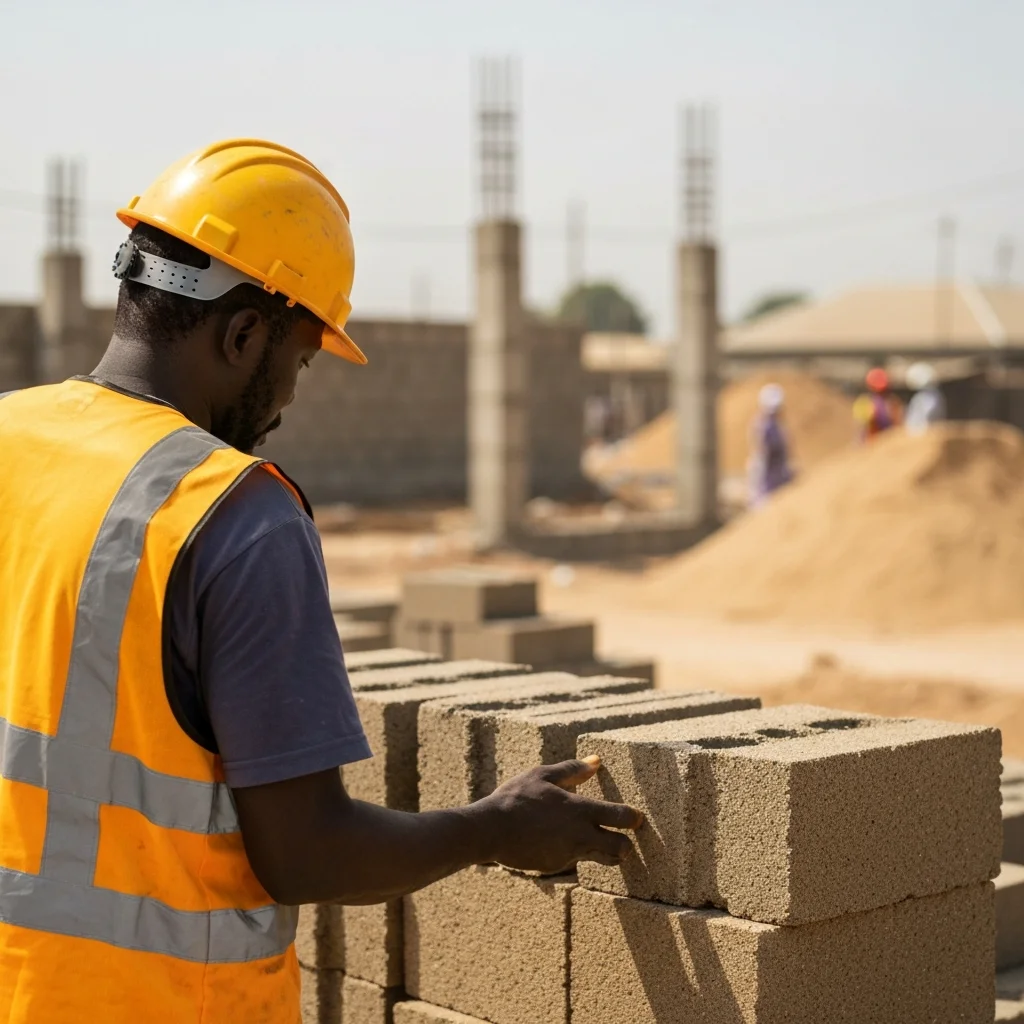 Worker inspects blocks.