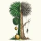Palm tree, half alive, half dead, a falling figure.