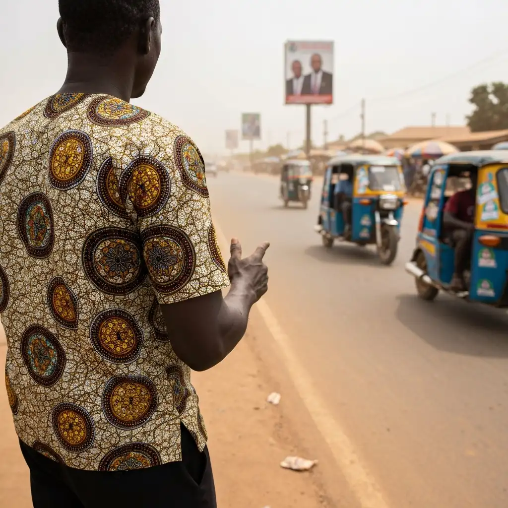 Person watches traffic in Nigeria.