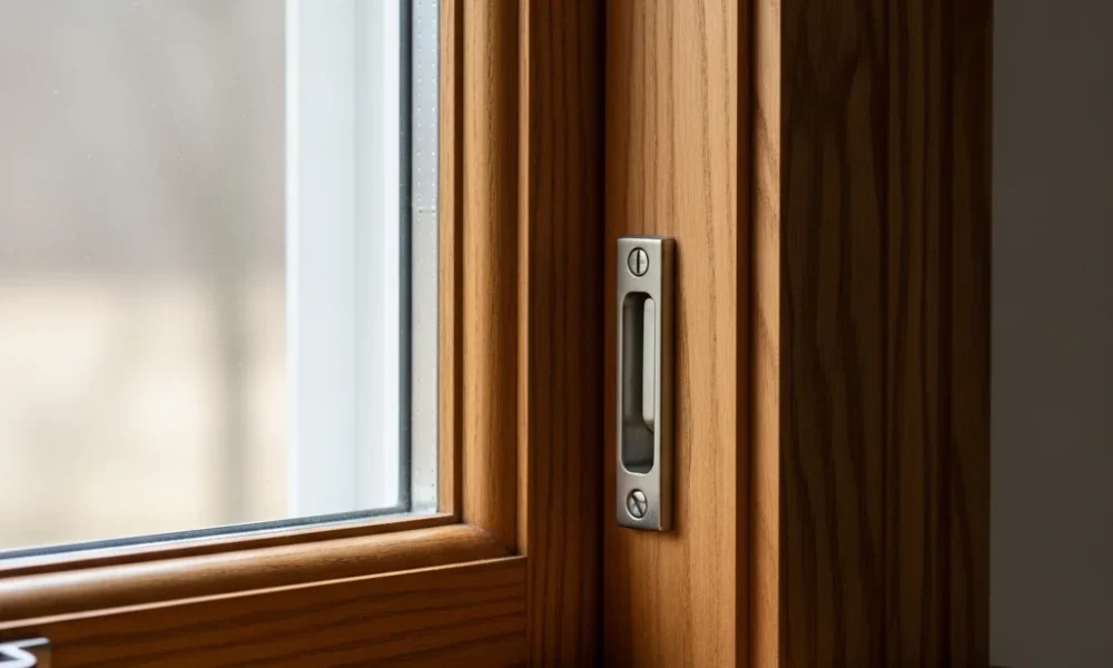 A wooden window frame