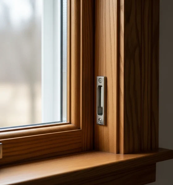 A wooden window frame