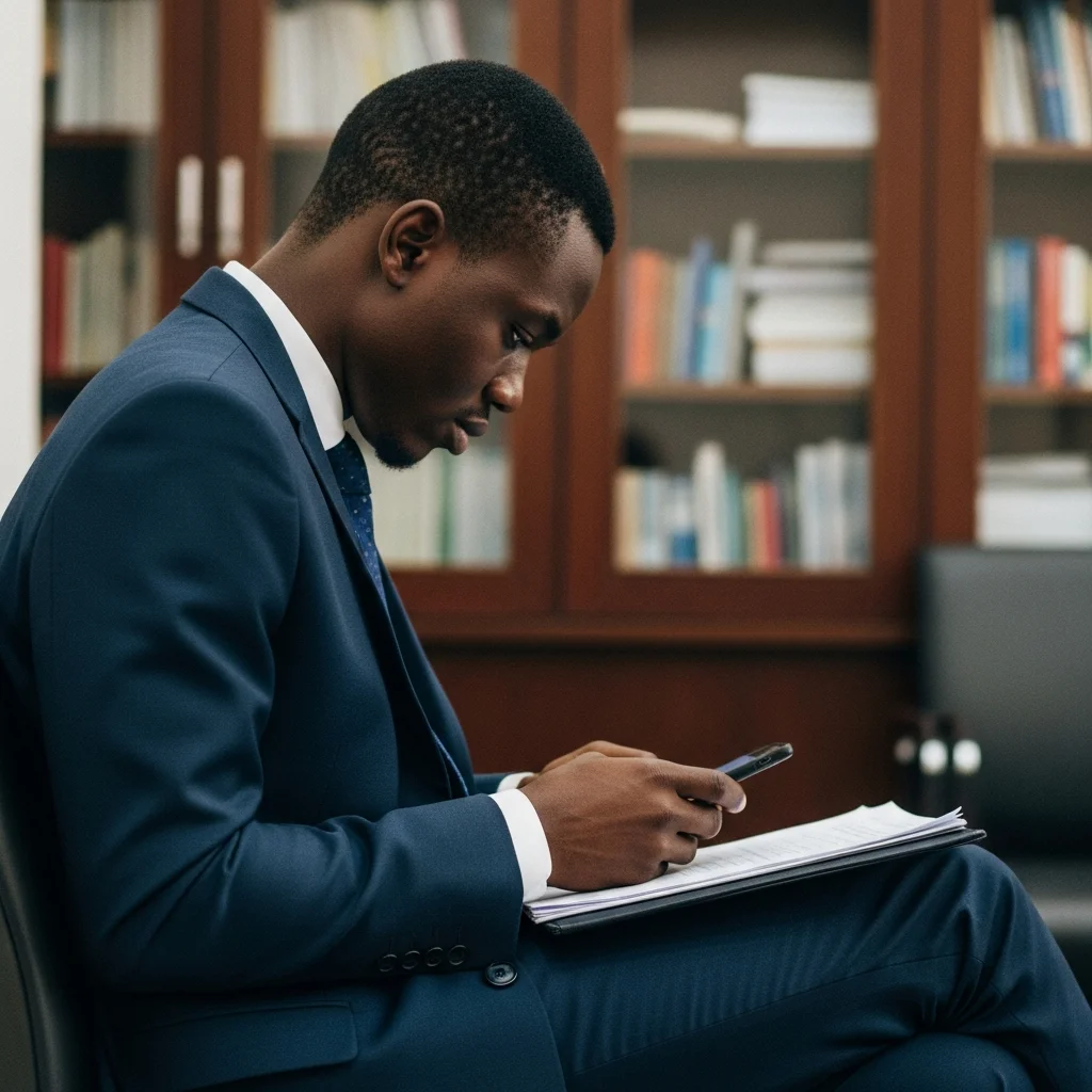 Lawyer holds Certificate of Occupancy at legal institute.