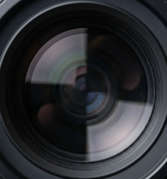 Close up of a glass lens