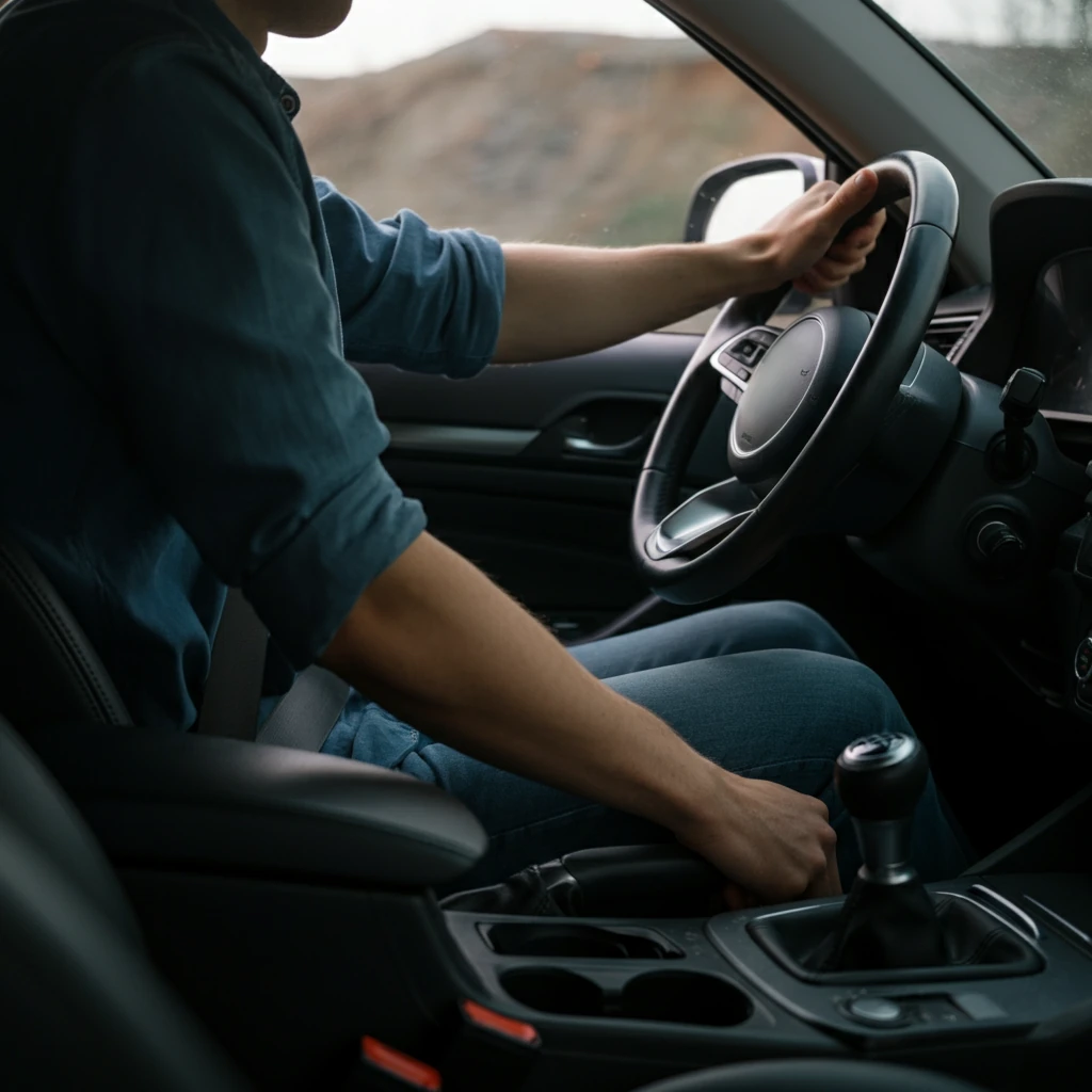 Driver at wheel preparing to renew license via FRSC portal