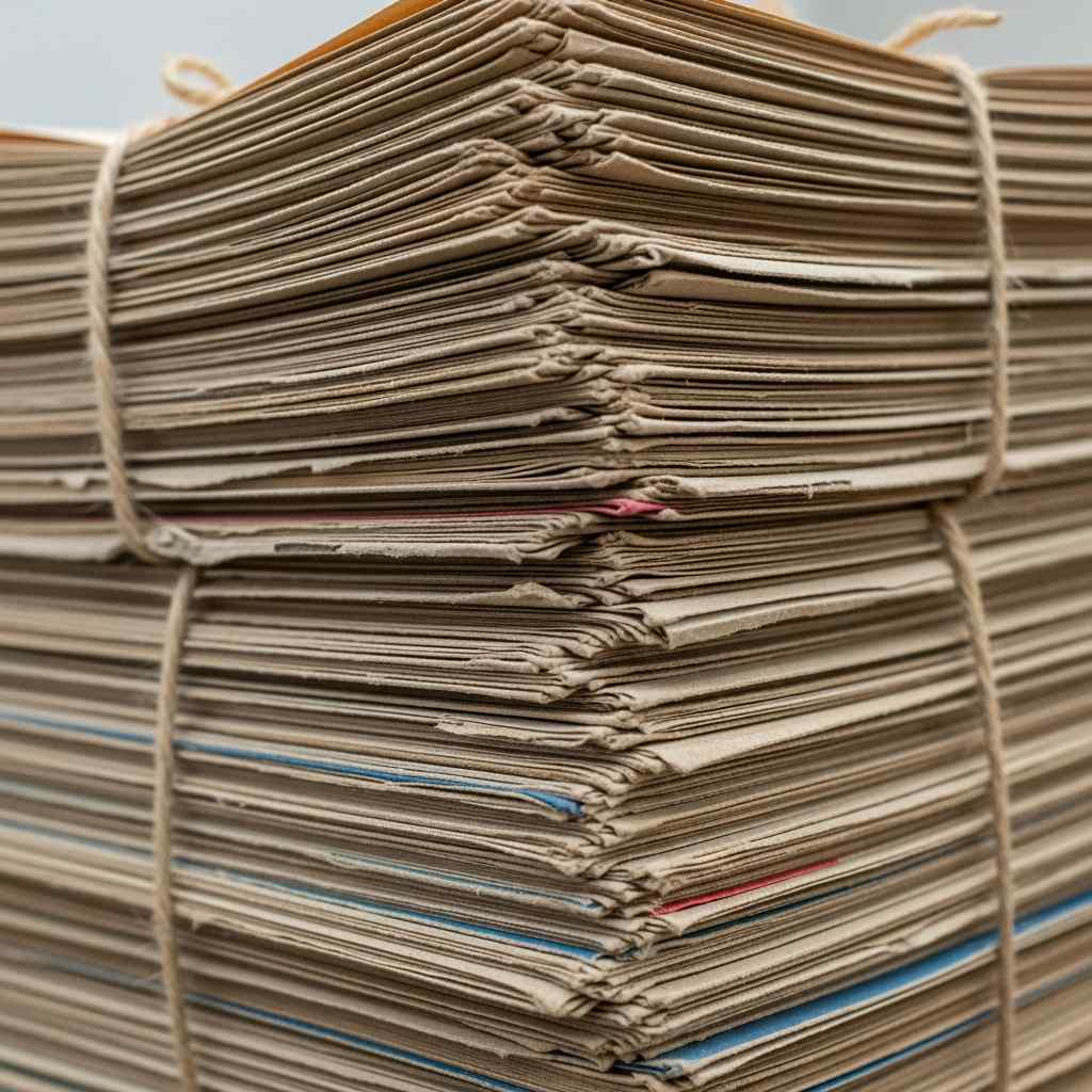 A close-up shot, colorful paper file folders tied with twine, representing physical land records at a state registry