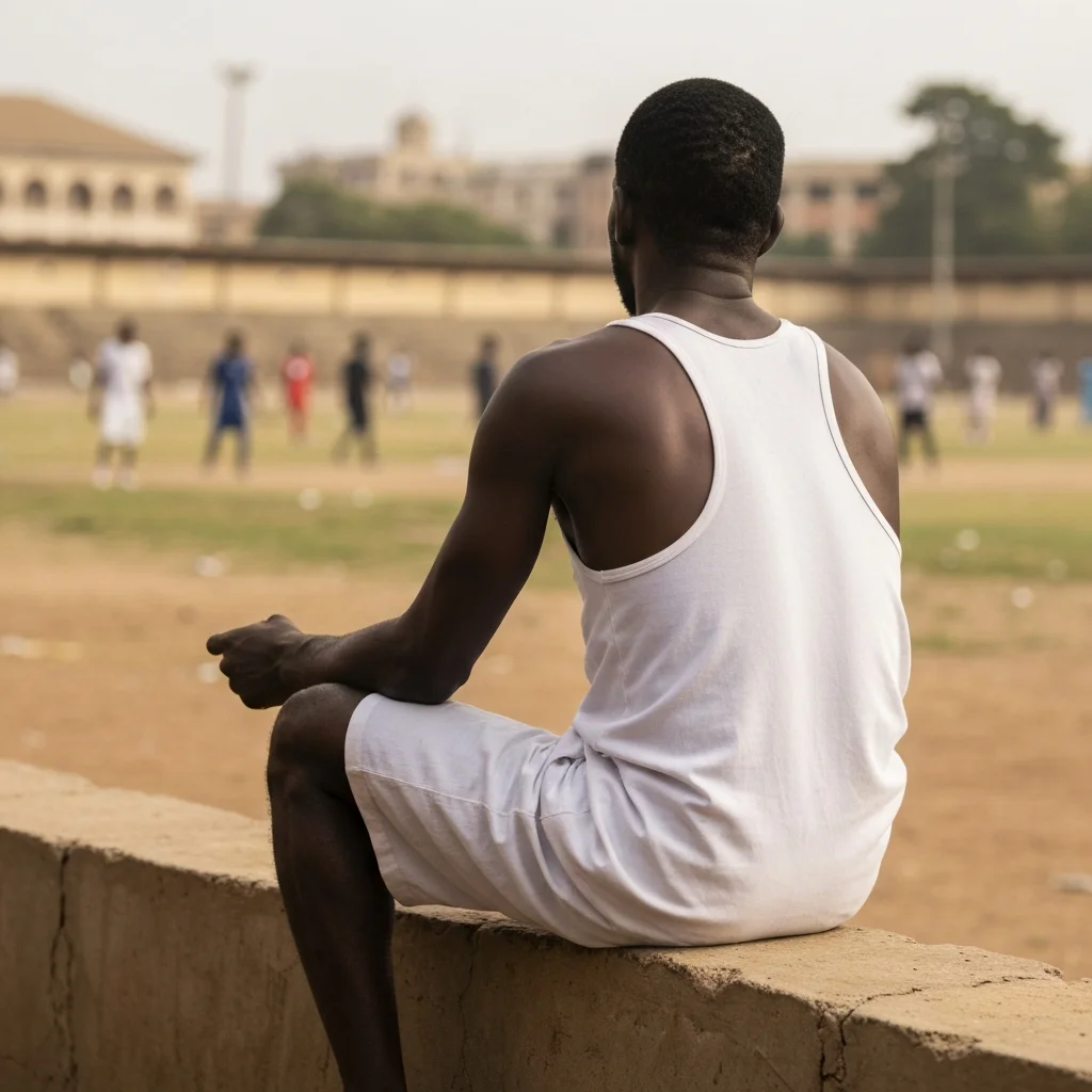 Man gazes at field, Kano.