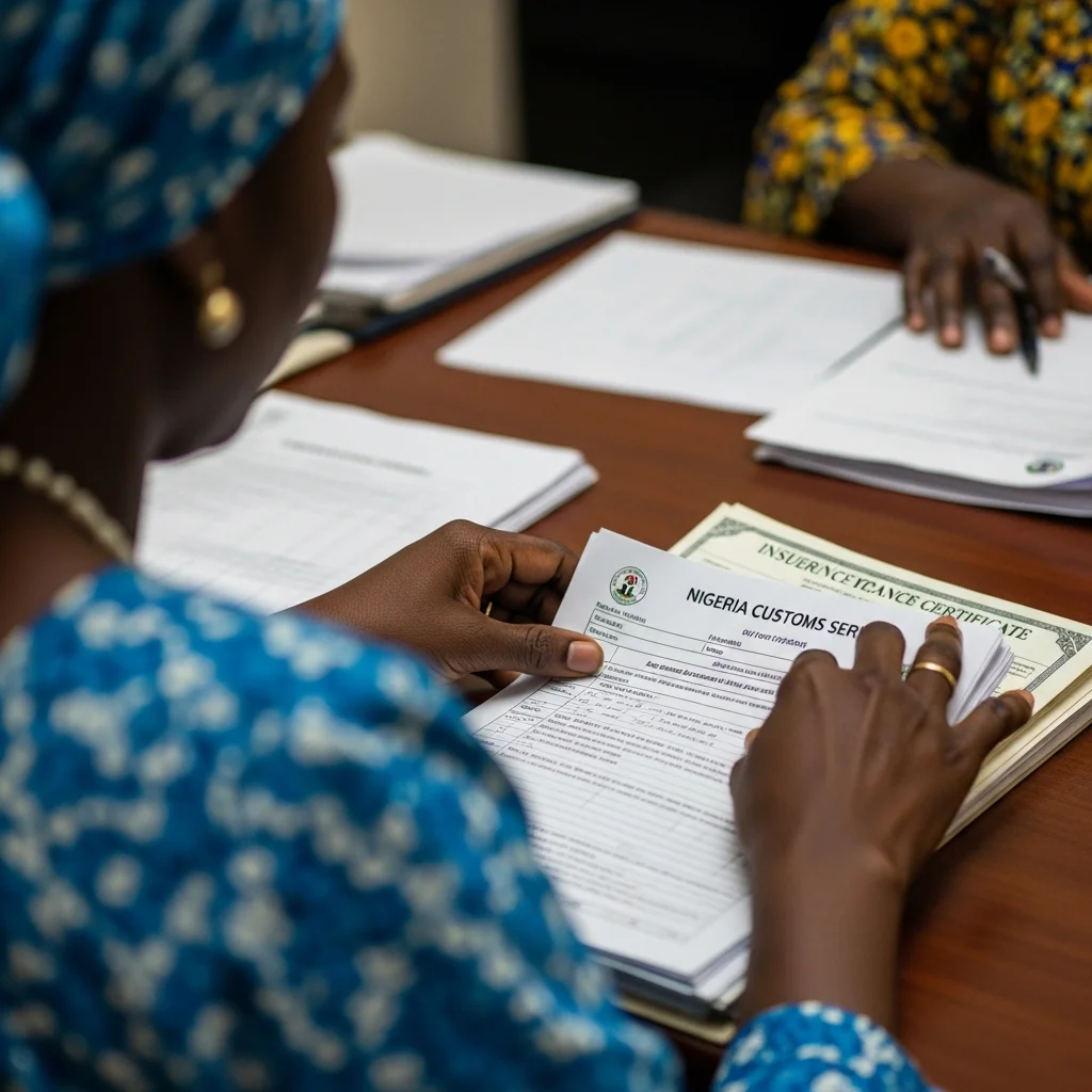 Woman organizing documents.