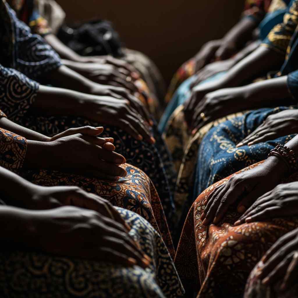 A quiet forest path leading toward a shrine near water