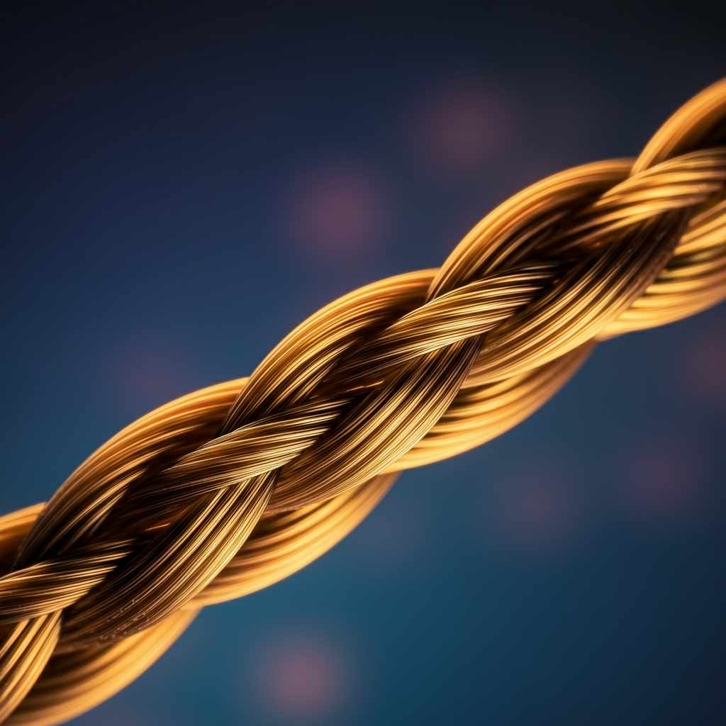Three strands of gold thread are woven tightly together, each catching the light at a different angle. The braid is strong because the strands are intertwined. One strand alone would snap under pressure. Together, they hold weight.