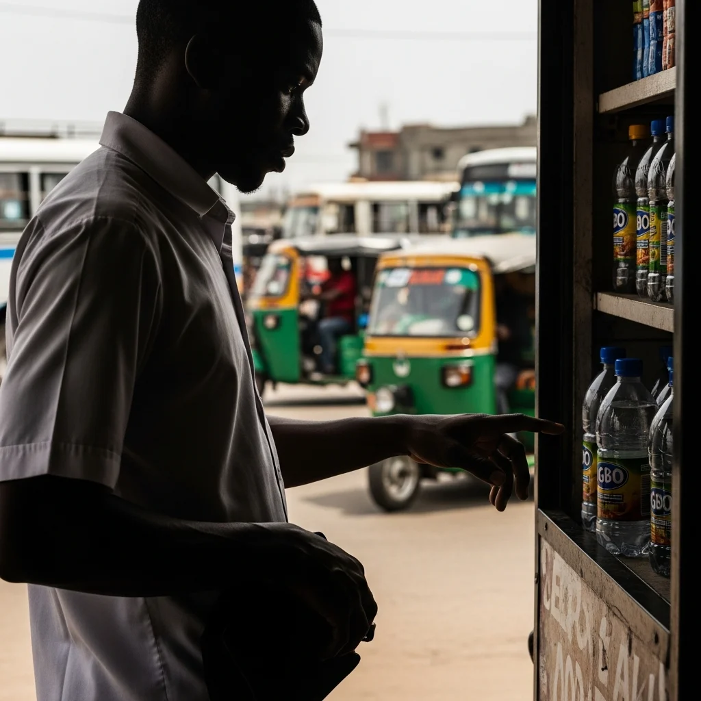 Man buys bottled Agbo at roadside kiosk in Lagos.