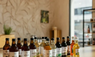 Assorted bottles of popular Nigerian local herbal drinks on a table
