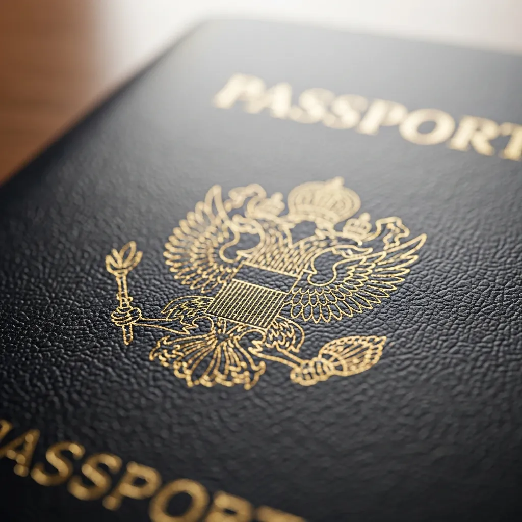 Close-up of a Nigerian passport cover.