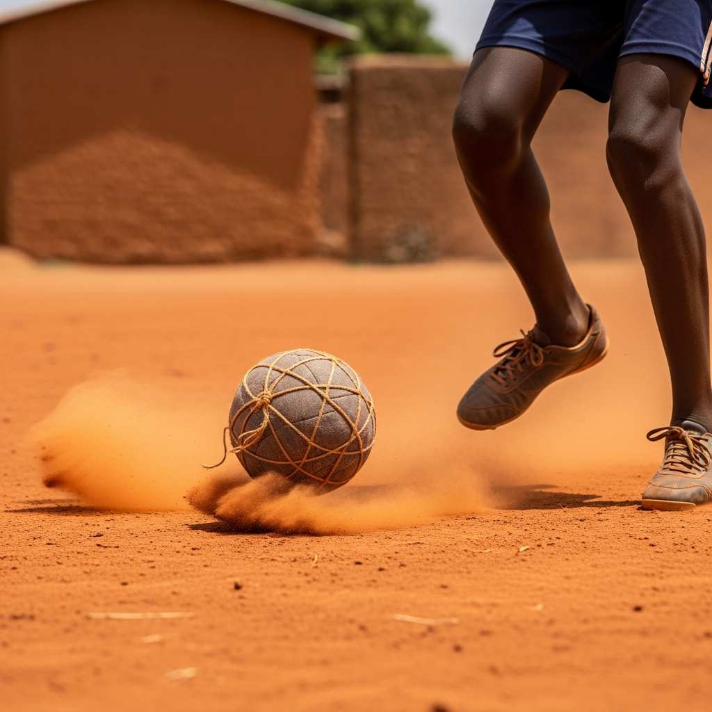 Victor Osimhen in a Galatasaray jersey standing triumphantly in the center of the pitch at RAMS Park holding a golden trophy
