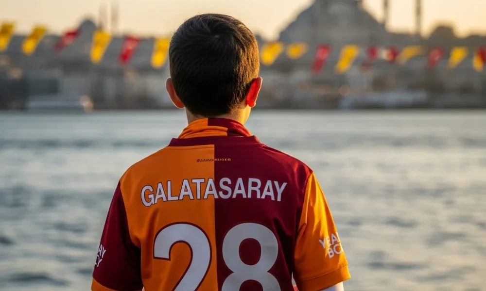 Boy in Osimhen jersey looks at Bosphorus.
