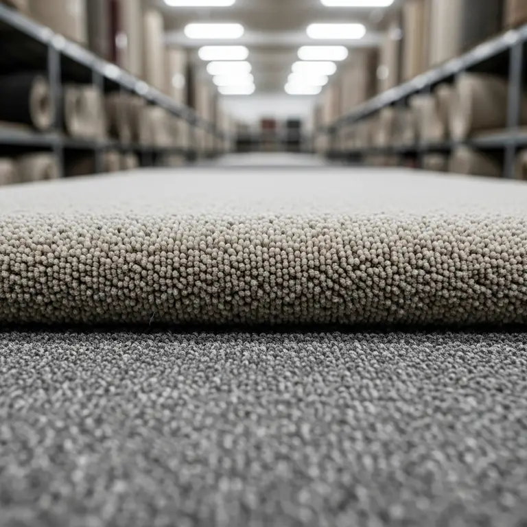 Close up of carpet texture, maybe worn and slightly faded.