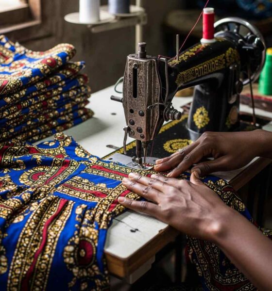 Tailor sews identical dress documentary image